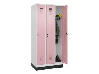 locker,HxBxD 1950x900x500mm,3vak,vak B 300mm,draaigrendel,sokkel - 1
