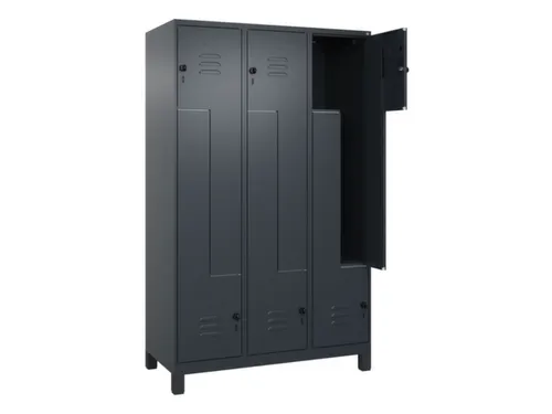 Z-garderobekast,HxBxD 1950x1200x500mm,vak B 200/400mm,draaigrendel