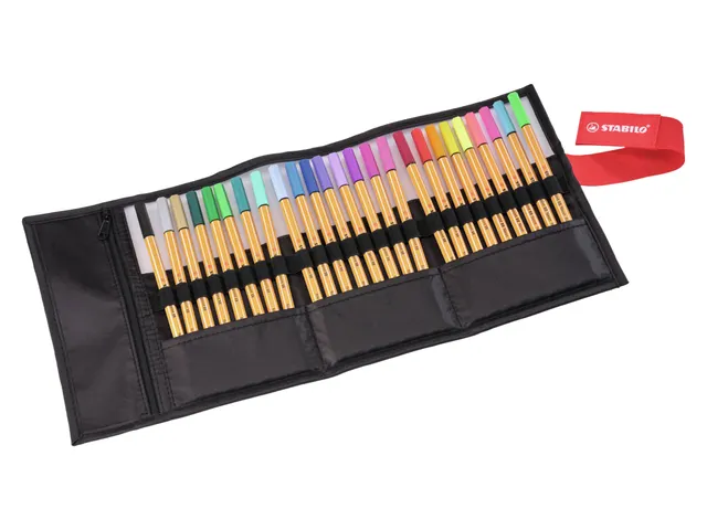 Fineliner STABILO point 88/25 Arty rollerset zwart fijn ass 25st