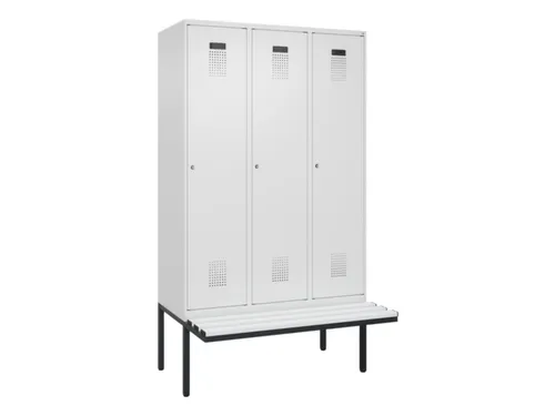 locker met bank,HxBxD 2120x1200x815mm,3vak,vak B 400mm,cilinderslot