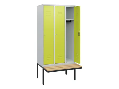 locker met bank,HxBxD 1950x900x815mm,3vak,vak B 300mm,cil.-slot