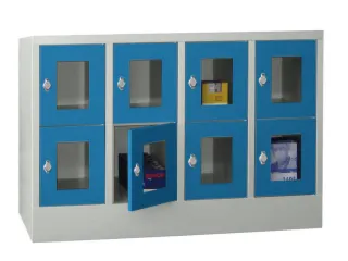 lockerkast,HxBxD 855x1200x500mm,4x2vakken,RAL7035,front RAL5012 - 2