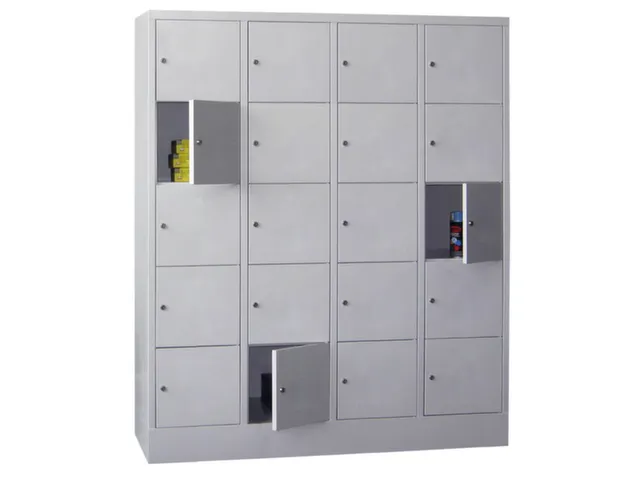 Lockersysteem 1850x1230x500mm 4x5 Vakken 300mm Cilinderslot Sokkel