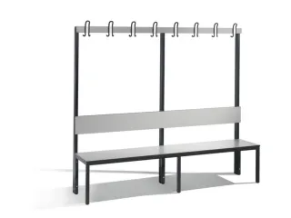 omkleedbank,HxLxD 1710x2000x407mm,HPL zilvergrijs,frame staal RAL7021 - 1