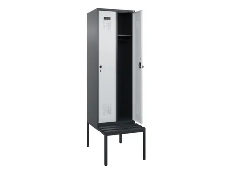 locker met bank,HxBxD 2120x600x815mm,2vak,vak B 300mm,draaigrendel