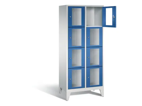 Lockerkast 1850x810x500mm 2x4 vakken Cilinderslot Poten, RAL5010