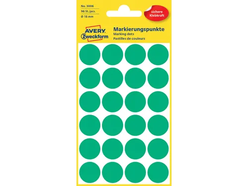 Etiket Avery Zweckform 3006 Rond Ø18mm Groen 96 Stuks