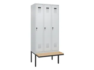 locker met bank,voor scheiding van kleding,HxBxD 2120x900x815mm,3vak - 2