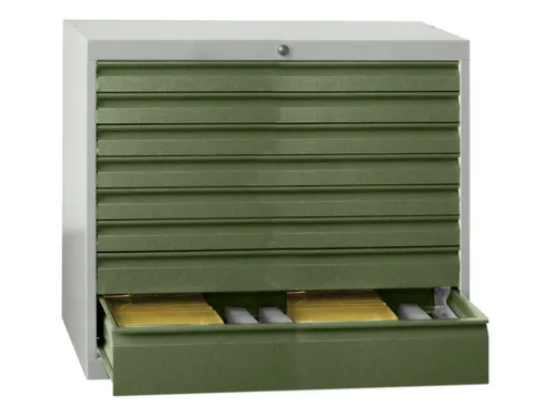 ladekast 600x1023x600mm 5laden cilinderslot RAL7035 front RAL6011