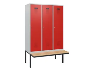 locker met bank,HxBxD 1950x1200x815mm,3vak,vak B 400mm,cilinderslot - 2
