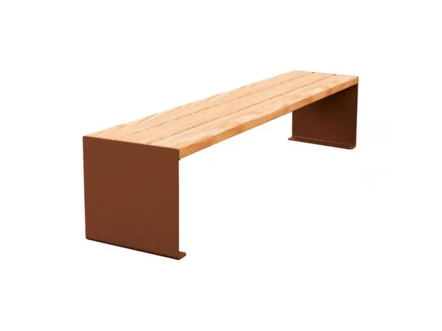 Banc d'extérieur L1800mm 3 lattes chêne clair/rouille