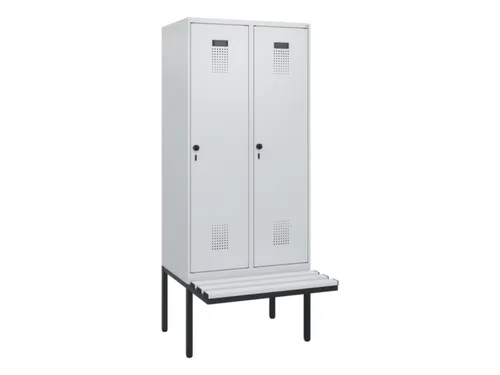 locker met bank,HxBxD 1950x800x815mm,2vak,vak B 400mm,draaigrendel