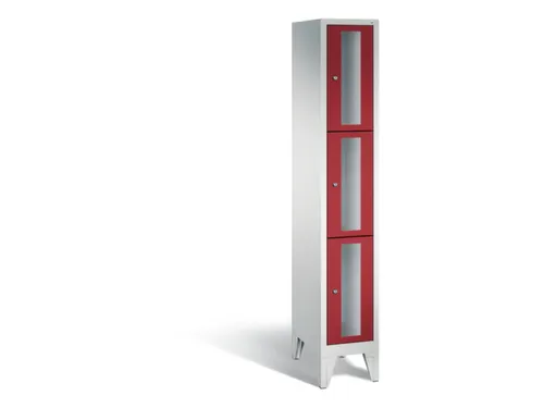 lockerkast 1850x320x500mm 1x3 vakken Cilinderslot Poten, RAL3003