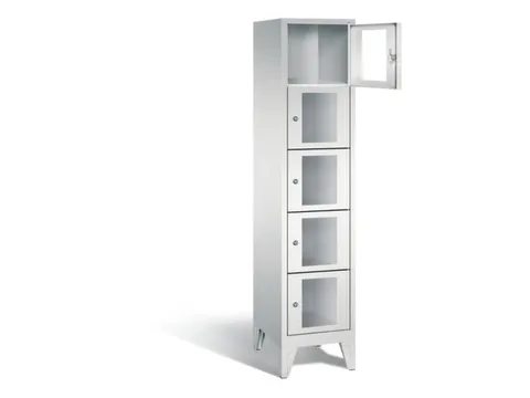 Lockerkast 1850x420x500mm 1x5 vakken Cilinderslot Poten, RAL7035