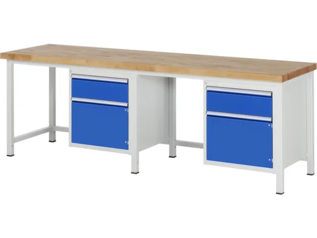 werkbank,HxBxD 840-1040x2500x700mm,beukblad,draagverm. 1250kg