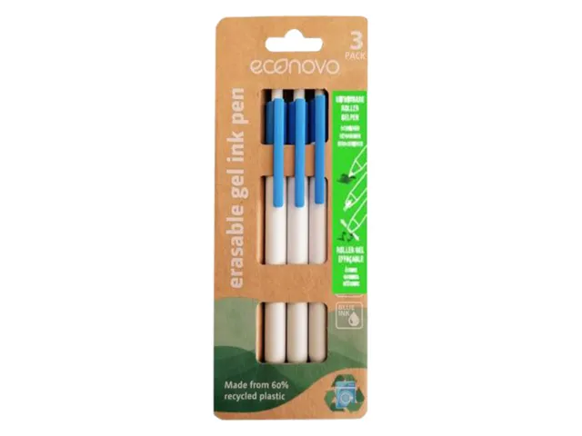 Gelschrijver Econovo uitwisbaar fijn blauw blister à 3 stuks