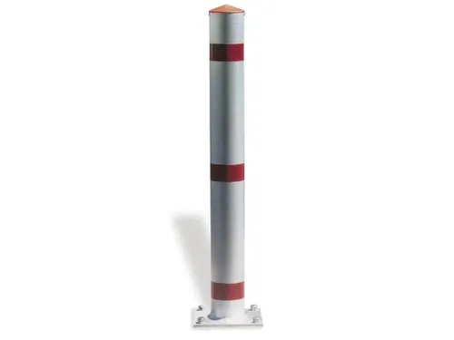 Afzetpaal Ronde Buis Ø 76Mm Vast Bodemplaat Spitse Kop Wit/rood