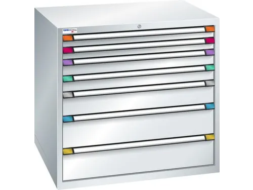 ladekast 1000x1005x695mm 7laden RAL7035 front RAL7035