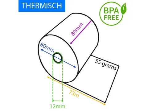 Thermorol BPA-vrij 55gr 80x80x12mm 73 meter