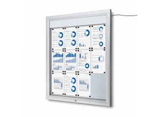Outdoor mededelingenbord 12x A4 met logopaneel LED verlicht - 1