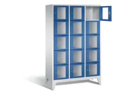 Lockerkast 1850x1200x500mm 3x5 vakken Cilinderslot Poten, RAL5010