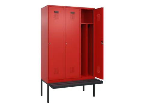 locker met bank,voor scheiding van kleding,HxBxD 2120x1200x815mm,3vak