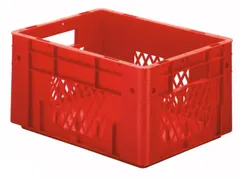 Euronorm Stapelkrat Rood 210x400x300mm 17.5l Opengewerkt/Bodem Gesl.