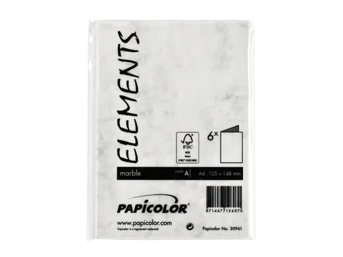 Correspondentiekaart Papicolor dubbel 105x148mm marmer grijs pak 6 st