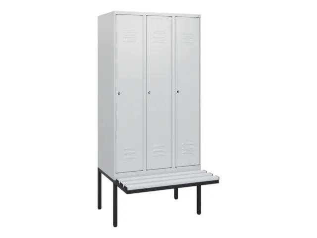 locker met bank,HxBxD 1950x900x815mm,3vak,vak B 300mm,cil.-slot