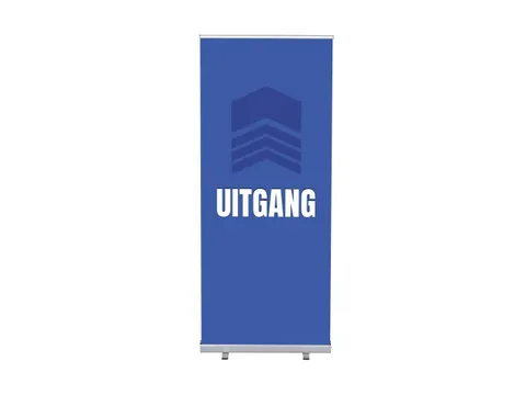 Roll-Banner 85x200 complete set met print "Uitgang" Blauw