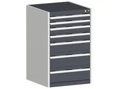 ladekast HxBxD 1000x650x525mm 7laden romp RAL7035 front RAL7016