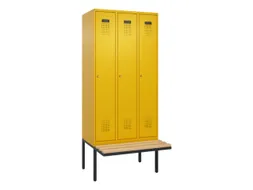 locker met bank,HxBxD 2120x900x815mm,3vak,vak B 300mm,cilinderslot