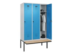 locker met bank,HxBxD 2120x1200x815mm,3vak,vak B 400mm,draaigrendel