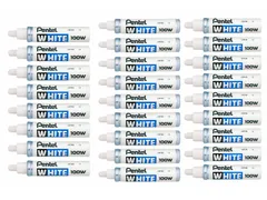 Viltstift Pentel 100W rond 4mm wit Voordeelbundel