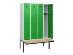 locker met bank,HxBxD 1950x1200x815mm,4vak,vak B 300mm,cilinderslot