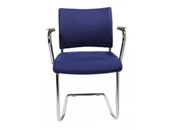 Bezoekersstoel Armleuningen Blauw Stof Zitting 450x480mm Sledeframe