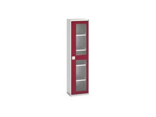 vitrinekast 2000x525x350mm 4xStalen bodem romp RAL7035 front RAL3004 - 1