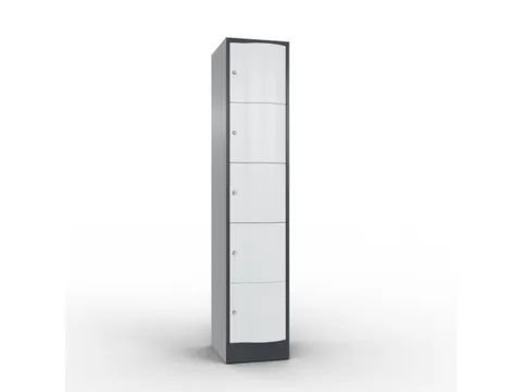 lockerkast 1950x396x540mm 1x5 vakken RAL7021 front RAL7035 sokkel