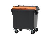 Container 1100 liter split deksel Grijs Oranje Kunststof