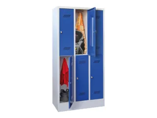 dubbeldekse locker,HxBxD 1850x900x500mm,3x2vak.,RAL7035,front RAL5010 - 2
