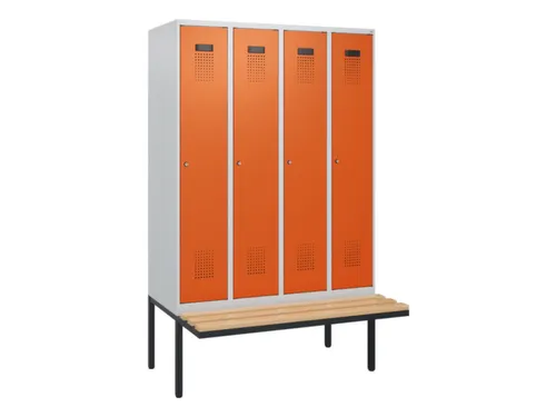 locker met bank,HxBxD 1950x1200x815mm,4vak,vak B 300mm,cilinderslot