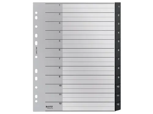Tabblad Leitz Recycle A4 11-gaats 1-12 extra breed PP