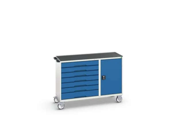 montagetafel 965x1300x550mm staalblad 7 laden kast front RAL5010