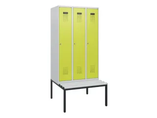 locker met bank,HxBxD 1950x900x815mm,3vak,vak B 300mm,cilinderslot - 2