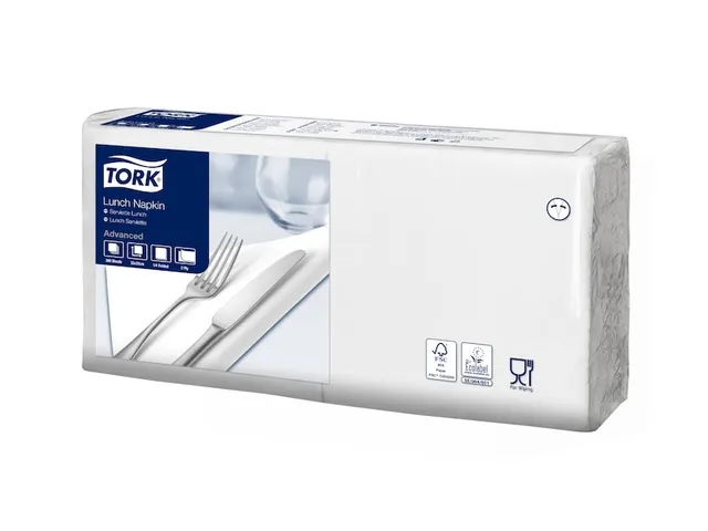 Servetten Tork 477149 2-laags 33x33cm wit 1/4 vouw 200st.