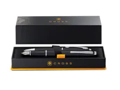 Schrijfset Cross balpen en vulpen Calais medium mat zwart