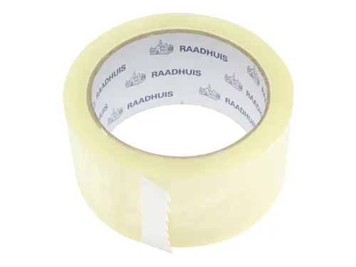Verpakkingstape Raadhuis PP 48mmx66m transparant high tack low noise