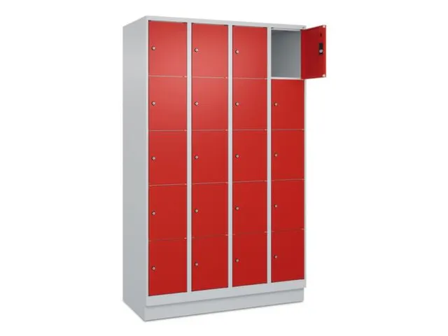lockerkast,HxBxD 1950x1200x500mm,4x5vakken,vak B 300mm,cil.-slot