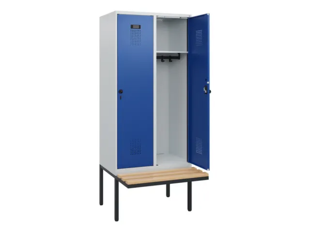 locker met bank,HxBxD 1950x800x815mm,2vak,vak B 400mm,draaigrendel