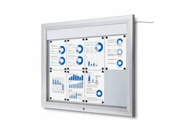 Outdoor mededelingenbord 8x A4 met logopaneel LED verlicht